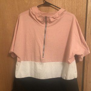 short sleeve zippered hoodie